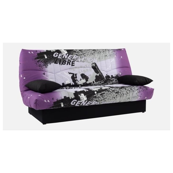Banquette clic-clac - 3 places – Coton Parcours Mauve– 190 x 92 x 96 cm – DREAM Banquette clic-clac - 3 places – Coton Parcours Mauve– 190 x 92 x 96 cm – DREAM