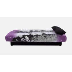 Banquette clic-clac - 3 places – Coton Parcours Mauve– 190 x 92 x