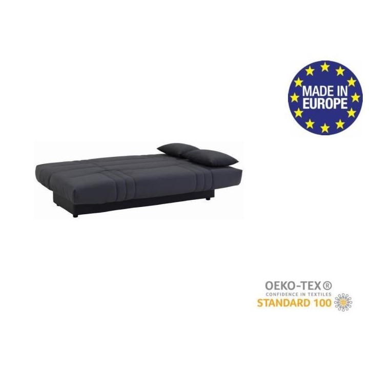 Banquette clic clac 3 places - Tissu gris anthracite - L 190 x P 92 cm - DREAM - Style Contemporain Banquette clic clac 3 places - Tissu gris anthracite - L 190 x P 92 cm - DREAM - Style Contemporain
