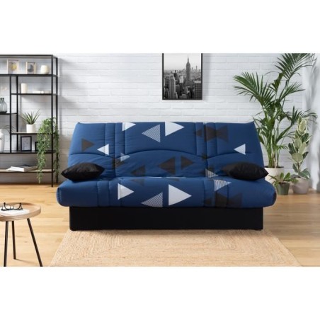 Banquette clic clac 3 places - tissu Bikini bleu - Style contemporain - L 190 x P 92 cm - DREAM