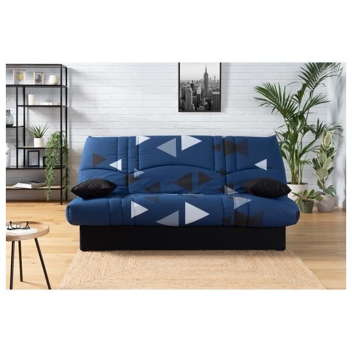 Banquette clic clac 3 places - tissu Bikini bleu - Style contemporain - L 190 x P 92 cm - DREAM Banquette clic clac 3 places - tissu Bikini bleu - Style contemporain - L 190 x P 92 cm - DREAM