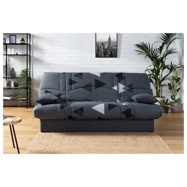 Banquette clic clac 3 places - tissu Bikini gris - Style contemporain - L 190 x P 92 cm - DREAM Banquette clic clac 3 places - tissu Bikini gris - Style contemporain - L 190 x P 92 cm - DREAM