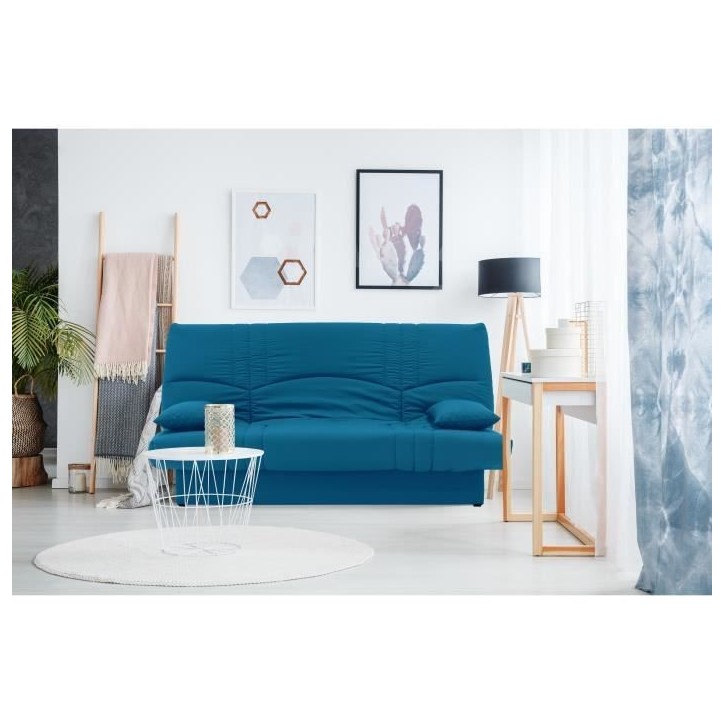 Banquette clic clac 3 places - Tissu bleu canard - Style Contemporain - L 190 x P92 cm - DREAM Banquette clic clac 3 places - Tissu bleu canard - Style Contemporain - L 190 x P92 cm - DREAM
