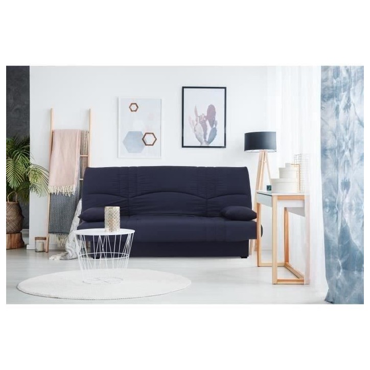 Banquette clic clac 3 places - Tissu bleu foncé - Style Contemporain - L 190 x P 92 cm - DREAM Banquette clic clac 3 places - Tissu bleu foncé - Style Contemporain - L 190 x P 92 cm - DREAM