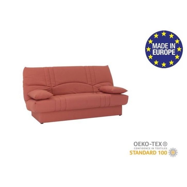 Banquette clic clac 3 places - tissu Terracotta - Style contemporain - L 190 x P 92 cm - DREAM Banquette clic clac 3 places - tissu Terracotta - Style contemporain - L 190 x P 92 cm - DREAM