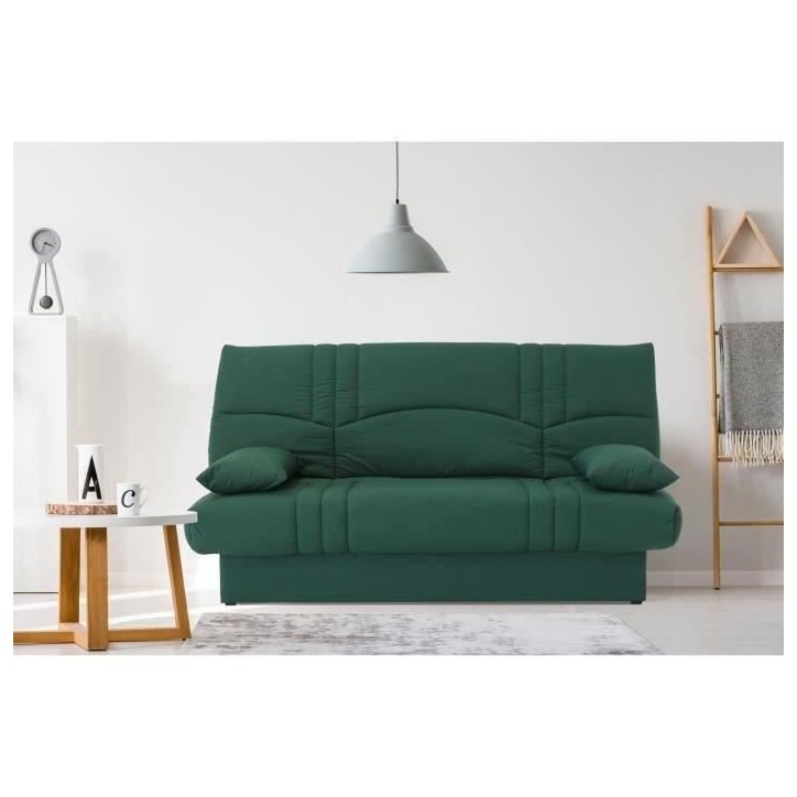 Banquette clic clac 3 places - tissu Vert foret - Style contemporain - L 190 x P 92 cm - DREAM Banquette clic clac 3 places - tissu Vert foret - Style contemporain - L 190 x P 92 cm - DREAM