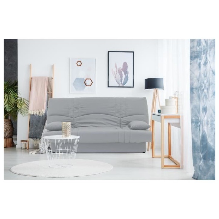 Banquette clic clac 3 places - Tissu gris clair - Style Contemporain - L 190 x P92 cm - DREAM Banquette clic clac 3 places - Tissu gris clair - Style Contemporain - L 190 x P92 cm - DREAM