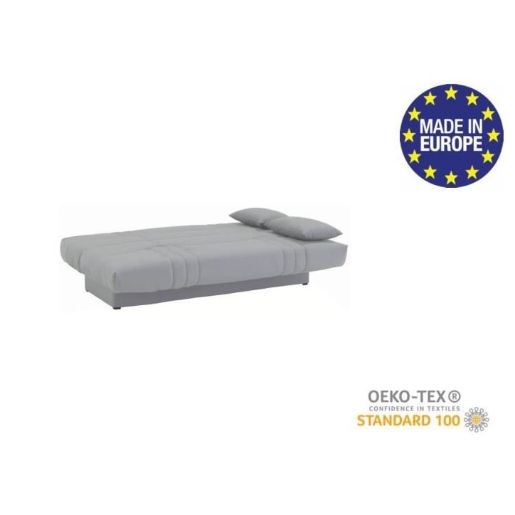 Banquette clic clac 3 places - Tissu gris clair - Style Contemporain - L 190 x P92 cm - DREAM Banquette clic clac 3 places - Tissu gris clair - Style Contemporain - L 190 x P92 cm - DREAM
