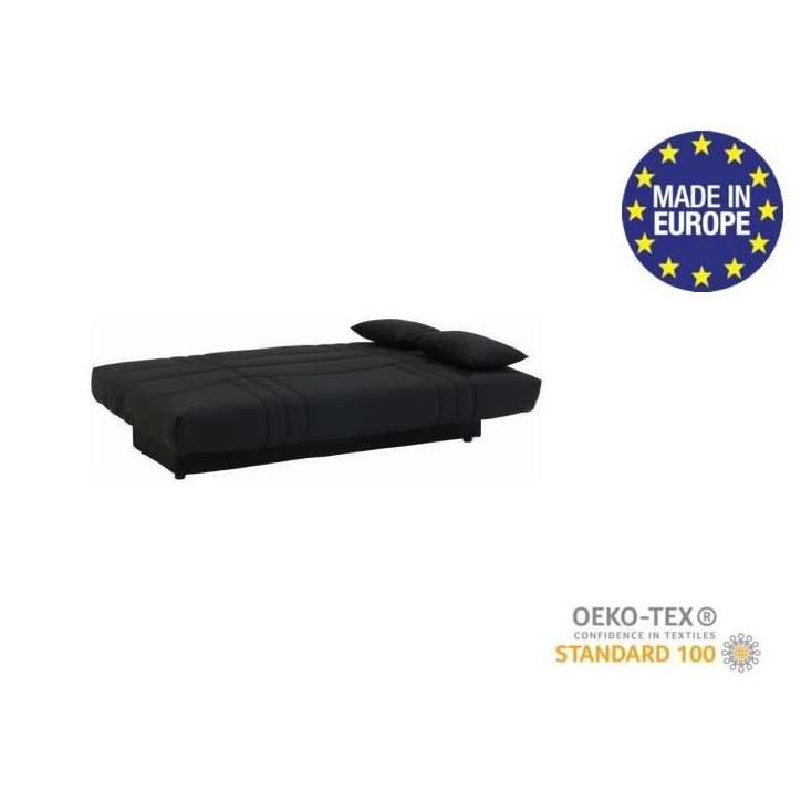 Banquette clic clac 3 places - Tissu noir - L 190 x P 92 cm - DREAM - Style Contemporain Banquette clic clac 3 places - Tissu noir - L 190 x P 92 cm - DREAM - Style Contemporain