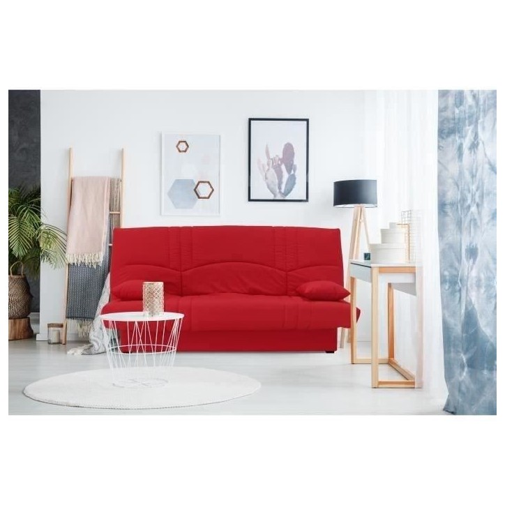 Banquette clic clac 3 places - Tissu rouge - Style Contemporain - L 190 x P 92 cm - DREAM