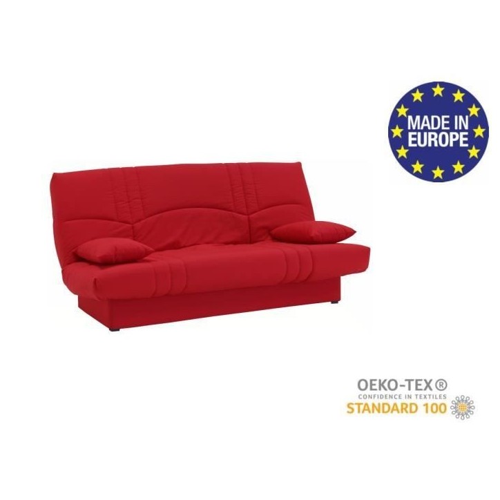 Banquette clic clac 3 places - Tissu rouge - Style Contemporain - L 190 x P 92 cm - DREAM