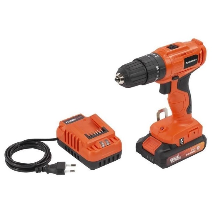 Perceuse a percussion sans Fil - Dual Power - POWDPO1110 - 3 en 1 - 20V - Avec batterie & chargeur