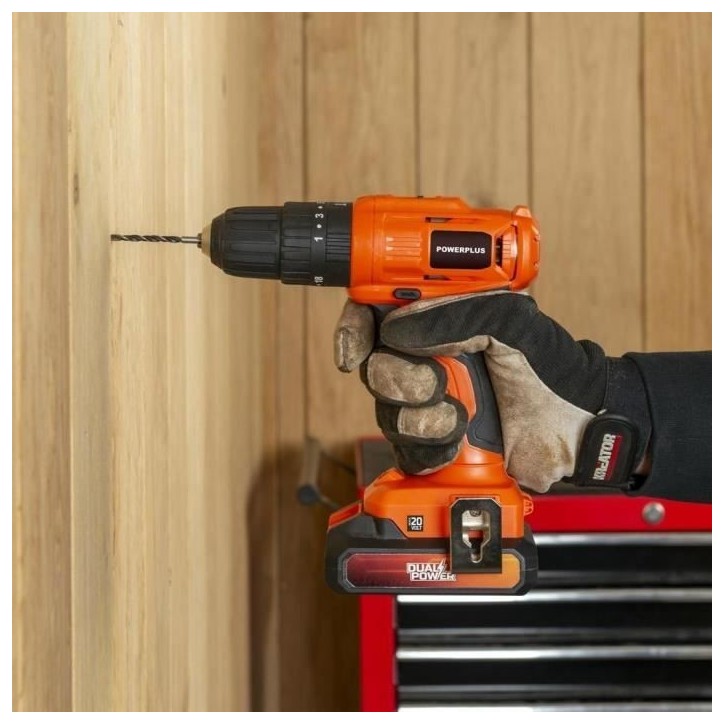 Perceuse a percussion sans Fil - Dual Power - POWDPO1110 - 3 en 1 - 20V - Avec batterie & chargeur