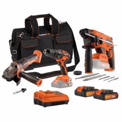 Pack 3 outils - DUAL POWER - 20 V - Perceuse/visseuse + meuleuse d'ang