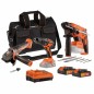 Pack 3 outils - DUAL POWER - 20 V - Perceuse/visseuse + meuleuse d'angle + marteau perforateur - 2 batteries et chargeur - Sac
