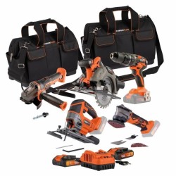 Pack 5 outils - DUAL POWER - 20 V - Perceuse/visseuse + meuleuse d'ang