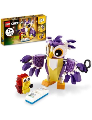 LEGO 31125 Creator 3 en 1 Fabuleuses Créatures De La Foret, Du Lapin a la Chouette en Passant par l'Écureuil, Figurines d'Anim