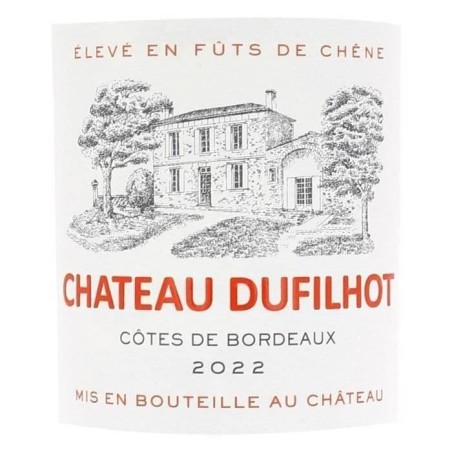Château Dufilhot 2023 Côtes de Bordeaux - Vin rouge lot de 6 bouteilles en Caisse bois
