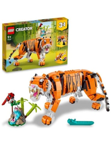 LEGO 31129 Creator 3-en-1 Sa Majesté le Tigre, Jouet et Figurine Animaux, se Transforme en Panda, et Poisson, Enfants Des 9 Ans