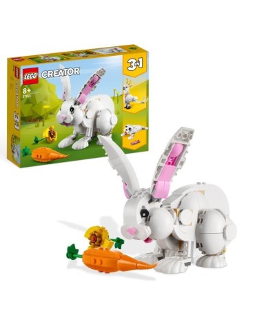 LEGO Creator 3-en-1 31133 Le Lapin Blanc, avec des Figurines Animaux Poissons, Phoques et Perroquets