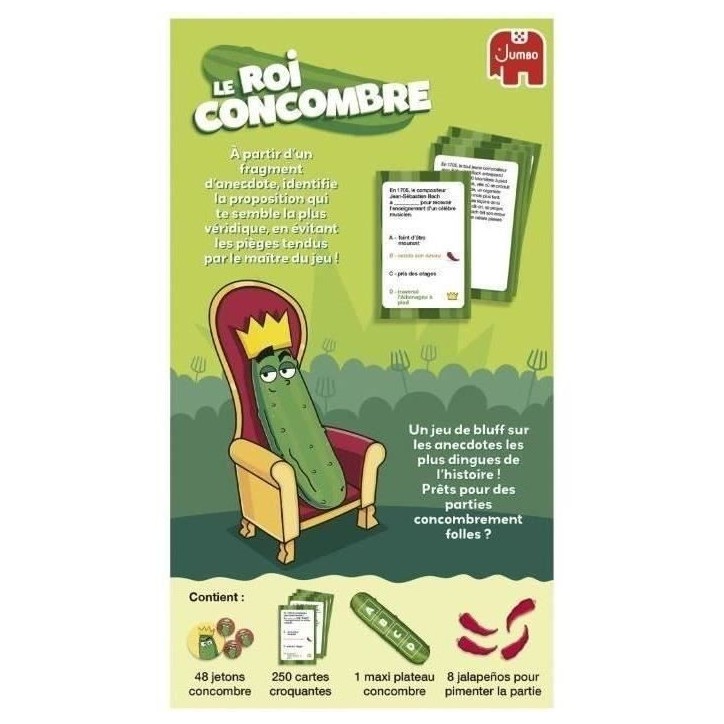 LE ROI CONCOMBRE - Jeu de société - DUJARDIN - Identifiez les anecdotes authentiques dans ce jeu de réflexion amusant !