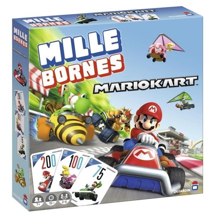 MILLE BORNES MARIO KART 2023 - Jeu de cartes - DUJARDIN - Parcourez les 1000 Bornes aux côtés de Mario et ses amis!