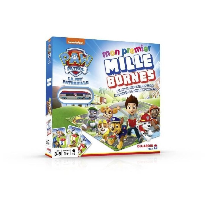 MILLE BORNES PAT PATROUILLE - Jeu de société - DUJARDIN - La Pat' Patrouille sauve la Grande Vallée dans ce jeu collaboratif