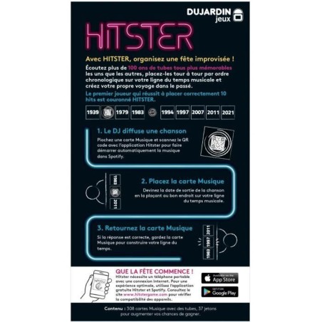 Hitster - Jeu de société - DUJARDIN - Plongez dans l'univers musical avec HITSTER et revivez 100 ans de hits !