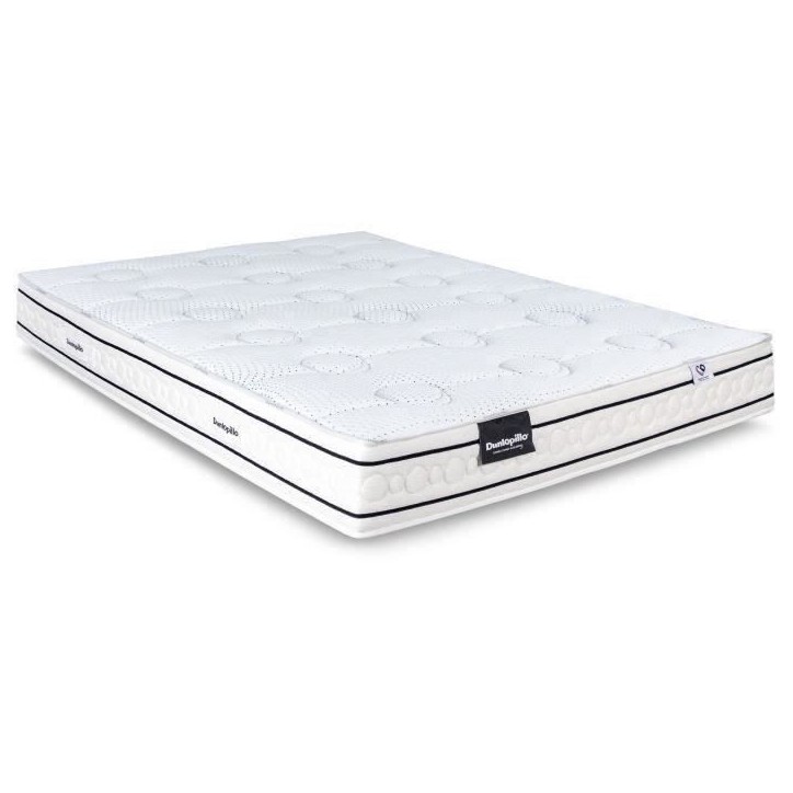 Matelas 180x200 marque DUNLOPILLO - Hauteur 21 cm Latex - Aération naturelle - 7 zones- Soutien Équilibré - Fabriqué en Fran Matelas 180x200 marque DUNLOPILLO - Hauteur 21 cm Latex - Aération naturelle - 7 zones- Soutien Équilibré - Fabriqué en Fran