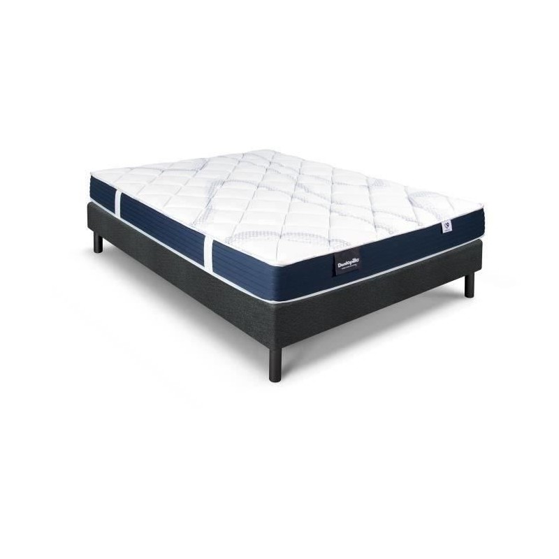 Ensemble matelas sommier 140x190 marque DUNLOPILLO - Hauteur 18 cm - M Ensemble matelas sommier 140x190 marque DUNLOPILLO - Hauteur 18 cm - M