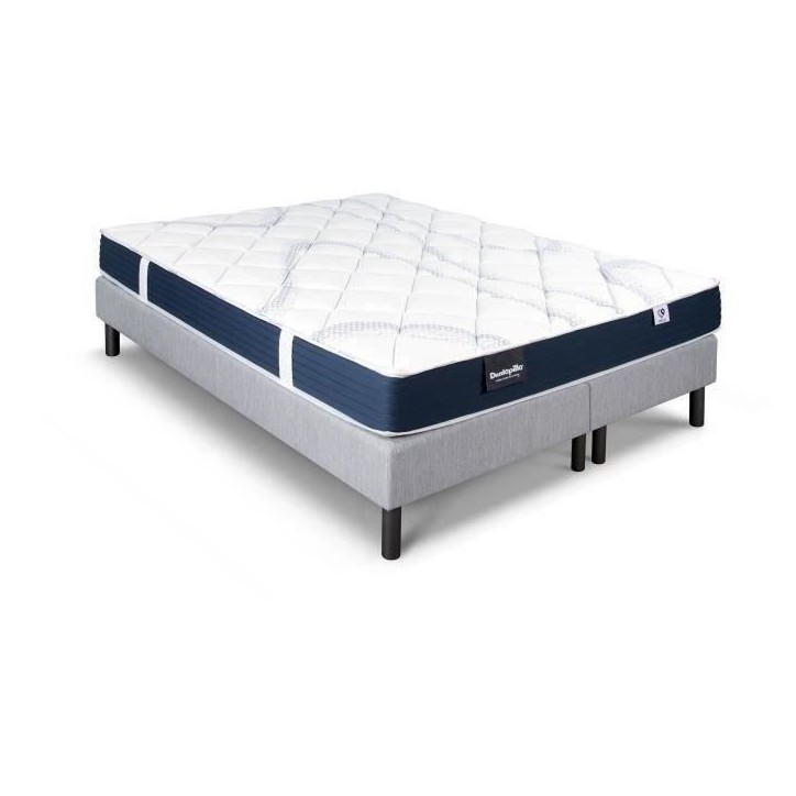 Ensemble matelas sommier 160x200 (2x80) marque DUNLOPILLO - Hauteur 18 cm - Mousse Aérial - Soutien Ferme - Fabriqué en France Ensemble matelas sommier 160x200 (2x80) marque DUNLOPILLO - Hauteur 18 cm - Mousse Aérial - Soutien Ferme - Fabriqué en France