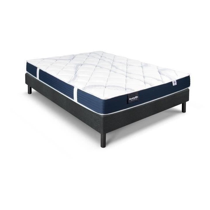 Ensemble matelas sommier 160x200 marque DUNLOPILLO - Hauteur 18 cm - Mousse Aérial - Soutien Ferme - Fabriqué en France Ensemble matelas sommier 160x200 marque DUNLOPILLO - Hauteur 18 cm - Mousse Aérial - Soutien Ferme - Fabriqué en France