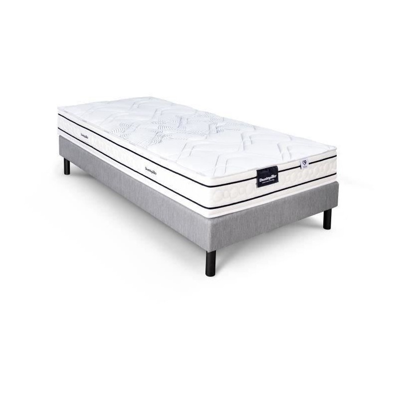 Ensemble matelas sommier 90x190 marque DUNLOPILLO - Hauteur 20 cm - Re Ensemble matelas sommier 90x190 marque DUNLOPILLO - Hauteur 20 cm - Re
