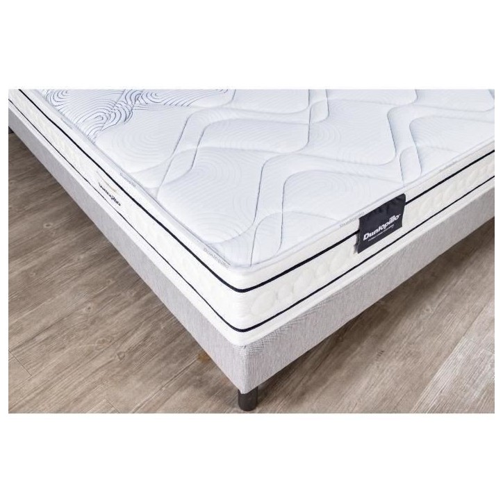 Ensemble matelas sommier 140x190 marque DUNLOPILLO - Hauteur 20 cm - Ressorts ensachés -5 zones - Equilibré - Fabriqué en Fra Ensemble matelas sommier 140x190 marque DUNLOPILLO - Hauteur 20 cm - Ressorts ensachés -5 zones - Equilibré - Fabriqué en Fra