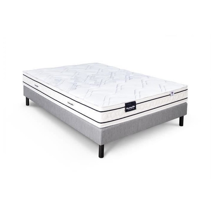Ensemble matelas sommier 160x200 marque DUNLOPILLO - Hauteur 20 cm - Ressorts ensachés -5 zones - Equilibré - Fabriqué en Fra Ensemble matelas sommier 160x200 marque DUNLOPILLO - Hauteur 20 cm - Ressorts ensachés -5 zones - Equilibré - Fabriqué en Fra