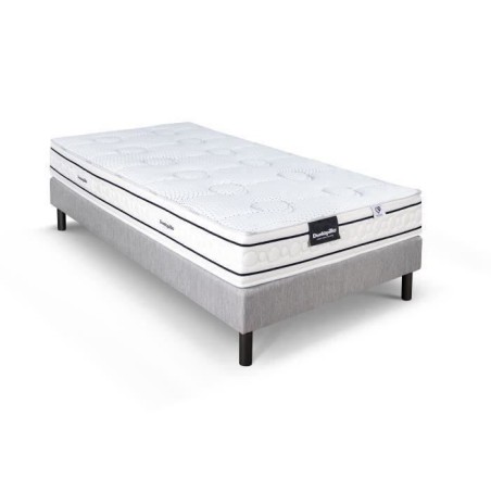 Ensemble matelas sommier 90x200 marque DUNLOPILLO Hauteur 21 cm - Late