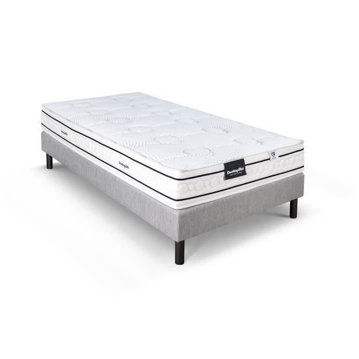 Ensemble matelas sommier 90x200 marque DUNLOPILLO Hauteur 21 cm - Latex - Aération -7 zones- Soutien Équilibré - Fabriqué en Ensemble matelas sommier 90x200 marque DUNLOPILLO Hauteur 21 cm - Latex - Aération -7 zones- Soutien Équilibré - Fabriqué en