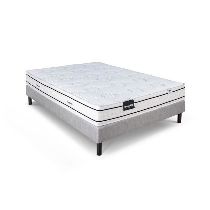 Ensemble matelas sommier 140x190 marque DUNLOPILLO Hauteur 21 cm- Latex -Aération -7 zones- Soutien Équilibré - Fabriqué en Ensemble matelas sommier 140x190 marque DUNLOPILLO Hauteur 21 cm- Latex -Aération -7 zones- Soutien Équilibré - Fabriqué en