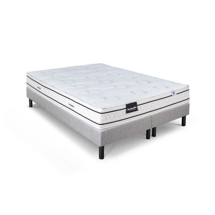 Ensemble matelas sommier 180x200 (2x90)marque DUNLOPILLO Hauteur 21 cm- Latex -7 zones - Soutien Équilibré - Fabriqué en Fran Ensemble matelas sommier 180x200 (2x90)marque DUNLOPILLO Hauteur 21 cm- Latex -7 zones - Soutien Équilibré - Fabriqué en Fran
