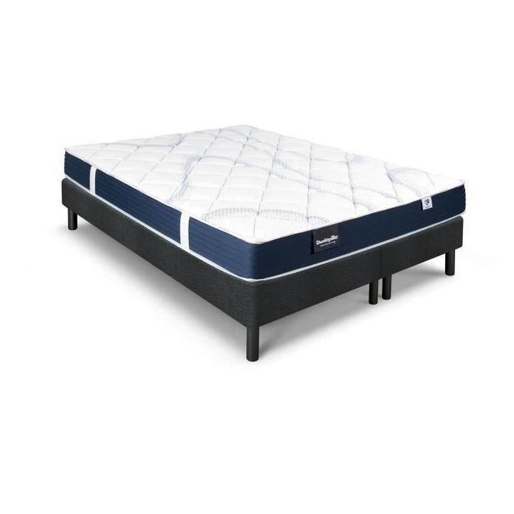 Ensemble matelas sommier 160x200 (2x80) marque DUNLOPILLO - Hauteur 18 cm - Mousse Aérial - Soutien Ferme - Fabriqué en France Ensemble matelas sommier 160x200 (2x80) marque DUNLOPILLO - Hauteur 18 cm - Mousse Aérial - Soutien Ferme - Fabriqué en France