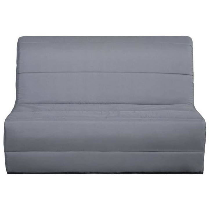 Banquette convertible BZ DUNLOPILLO- 2 places - Tissu gris - L 140 x H 94 x P 55 cm - PEARL