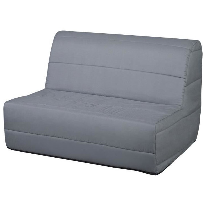 Banquette convertible BZ DUNLOPILLO- 2 places - Tissu gris - L 140 x H 94 x P 55 cm - PEARL