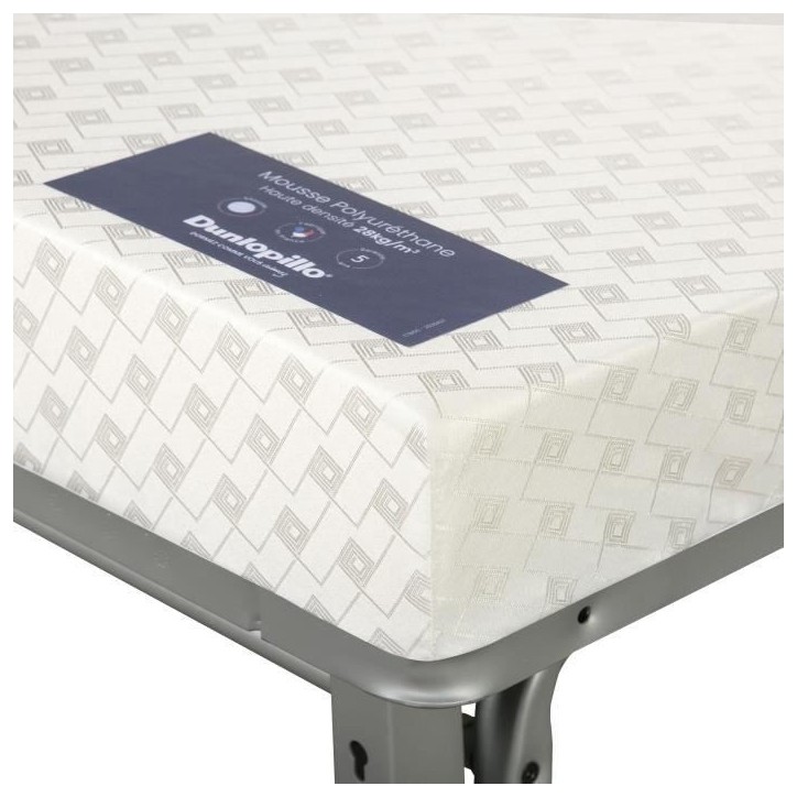 Banquette convertible BZ DUNLOPILLO- 2 places - Tissu gris - L 140 x H 94 x P 55 cm - PEARL