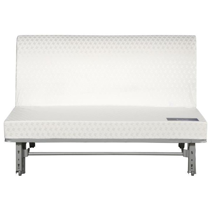 Banquette convertible BZ DUNLOPILLO- 2 places - Tissu gris - L 140 x H 94 x P 55 cm - PEARL