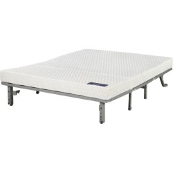 Banquette convertible BZ DUNLOPILLO- 2 places - Tissu gris - L 140 x H