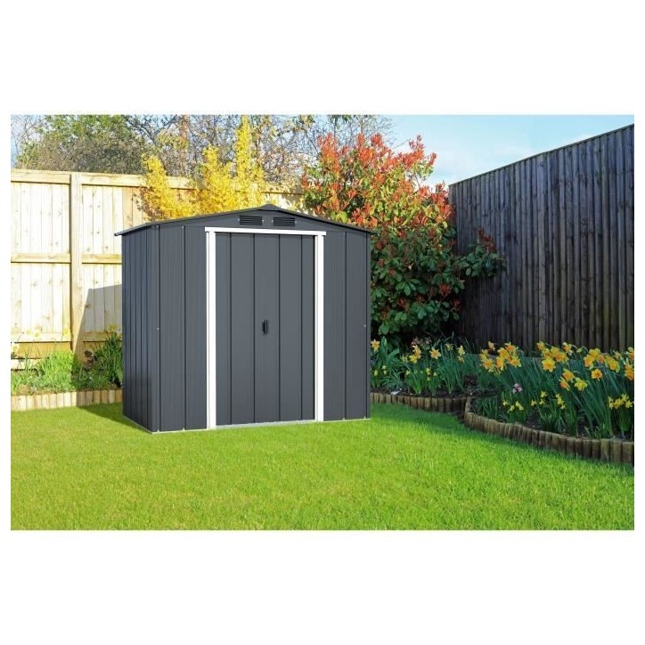 Abri de jardin - Métal - DURAMAX - 2,47 m² - 0,33 mm - Anthracite - DUECO64PR Abri de jardin - Métal - DURAMAX - 2,47 m² - 0,33 mm - Anthracite - DUECO64PR