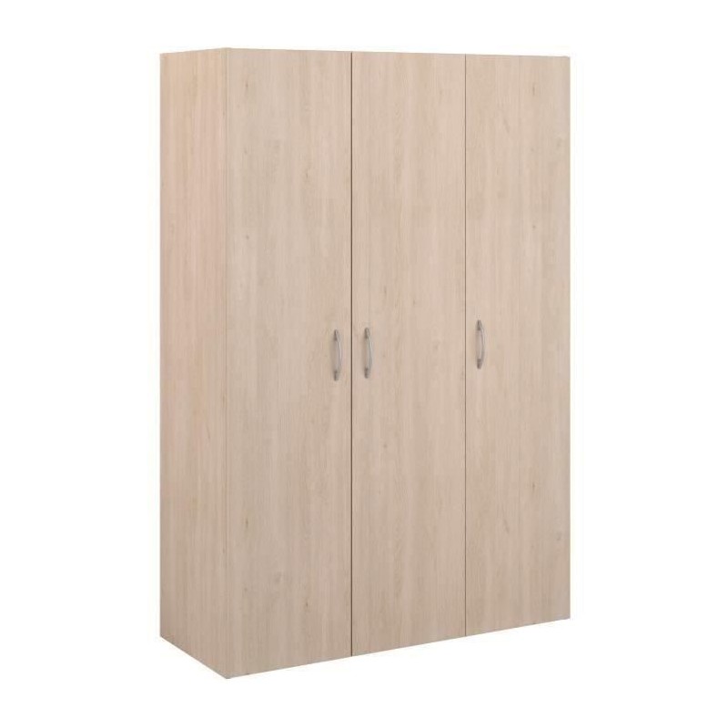 Armoire - EASY LIFE - Décor Chene clair - 3 portes battantes - L120,2 Armoire - EASY LIFE - Décor Chene clair - 3 portes battantes - L120,2