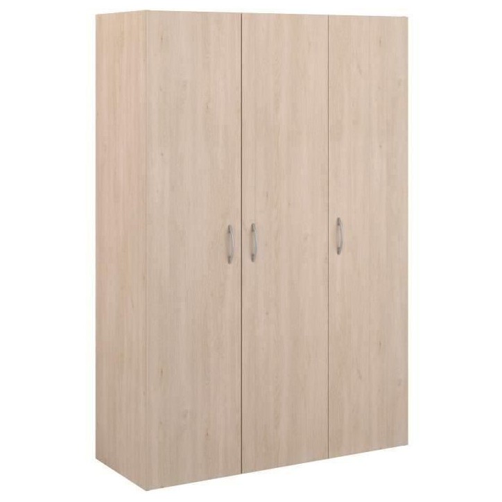 Armoire - EASY LIFE - Décor Chene clair - 3 portes battantes - L120,2 x H180 x P49,7cm - PARISOT EASY LIFE Armoire - EASY LIFE - Décor Chene clair - 3 portes battantes - L120,2 x H180 x P49,7cm - PARISOT EASY LIFE