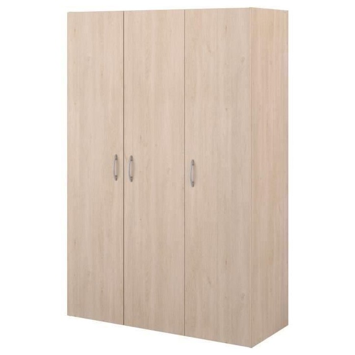 Armoire - EASY LIFE - Décor Chene clair - 3 portes battantes - L120,2 x H180 x P49,7cm - PARISOT EASY LIFE Armoire - EASY LIFE - Décor Chene clair - 3 portes battantes - L120,2 x H180 x P49,7cm - PARISOT EASY LIFE
