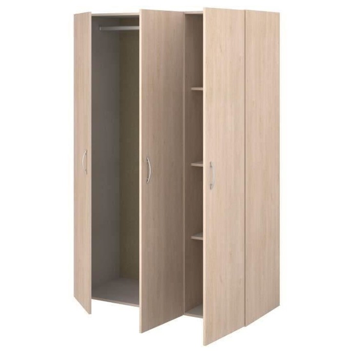 Armoire - EASY LIFE - Décor Chene clair - 3 portes battantes - L120,2 x H180 x P49,7cm - PARISOT EASY LIFE Armoire - EASY LIFE - Décor Chene clair - 3 portes battantes - L120,2 x H180 x P49,7cm - PARISOT EASY LIFE